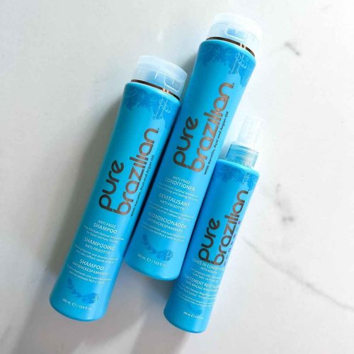 Pure Brazilian 3-Piece Daily Essentials Kit: Anti-Frizz Shampoo, Conditioner & Miracle Leave-In Conditioner with Keratin, Cocoa Butter & Bulgarian Rose Wate