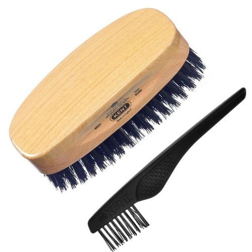 Kent MS23 Finest Men's Rectangular 100% Natural Satinwood & Beechwood Military Hair Brush with Medium Black Bristle for Mens Grooming, Scalp Brush, 360 Wave, and Beard Straightener