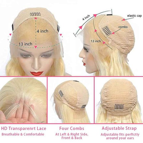 Samrabeauty 613 Lace Front Wig Human Hair 13x4 Blonde Lace Front Wigs Human Hair Pre Plucked with Baby Hair 180% Density Straight Lace Frontal Wig Human Hair for Women
