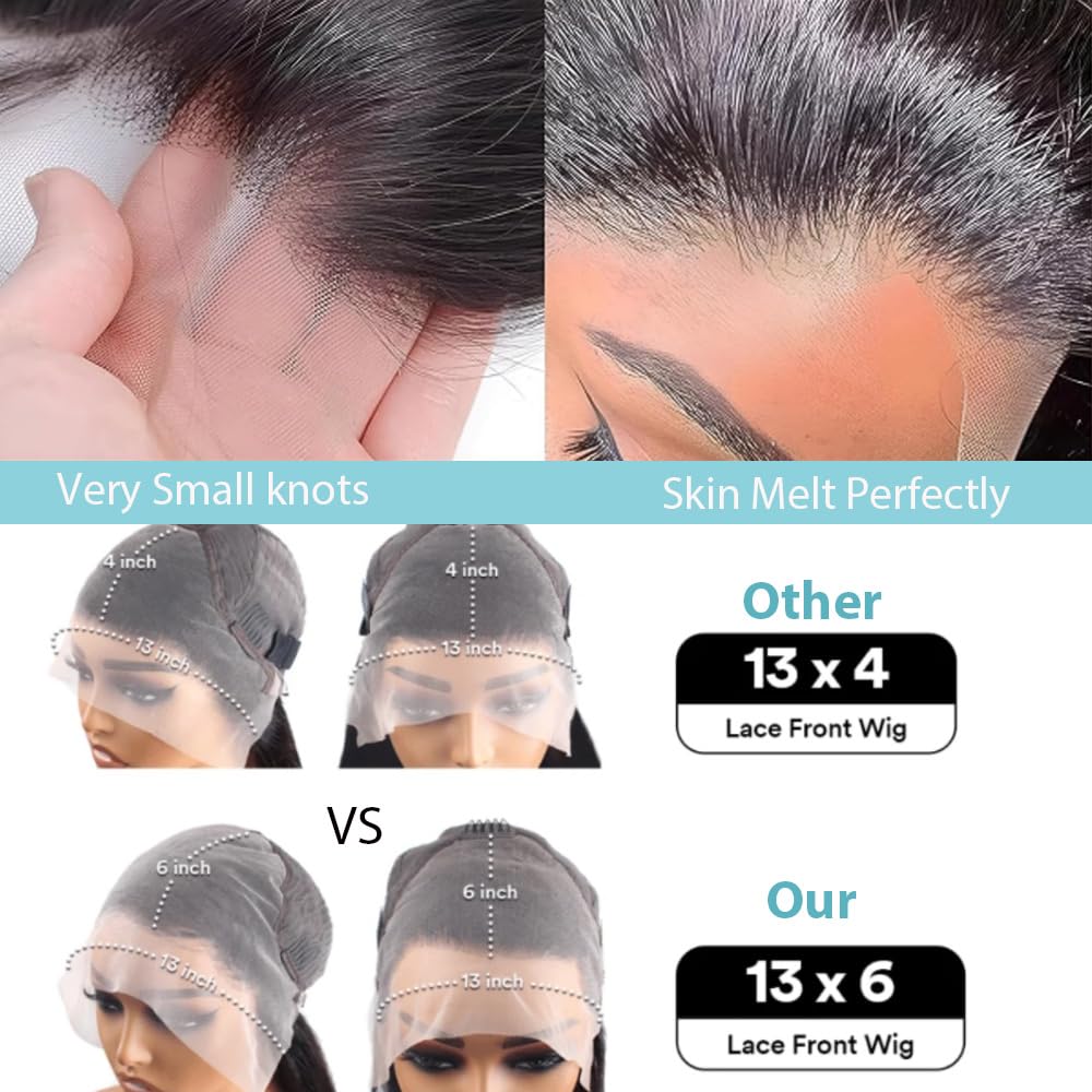 13x6 Body Wave Lace Front Wig Human Hair 180% Density Glueless Lace Front Wigs Human Hair Pre Plucked 13x6 HD Transparent Lace Frontal Wig Body Wave Human Hair Wigs for Women 26 Inch