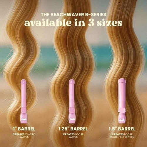 The Beachwaver Co. Beachwaver B1.25 Rotating Curling Iron - Pink Sunset | Automatic 1.25 Inch Ceramic Curling Iron | Auto-Shut Off, Travel-Friendly, Dual Voltage | B-Series (BW17SS)