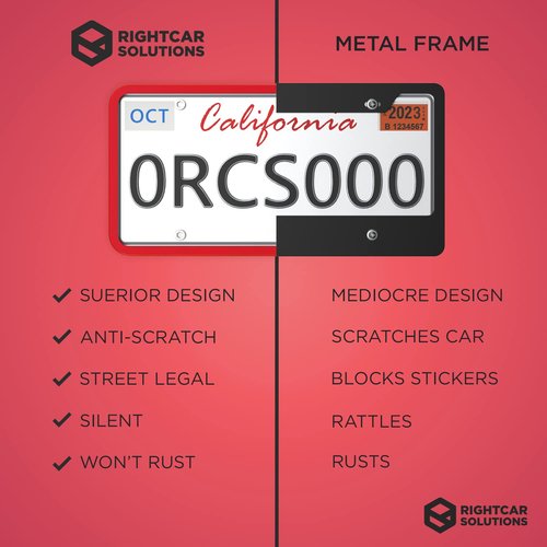 Rightcar Solutions Silicone License Plate Frames | The Original Premium Grade Silicone Car Plate Frame | Rust Proof, Rattle Proof, Weather Proof License Plate Holder (Red)
