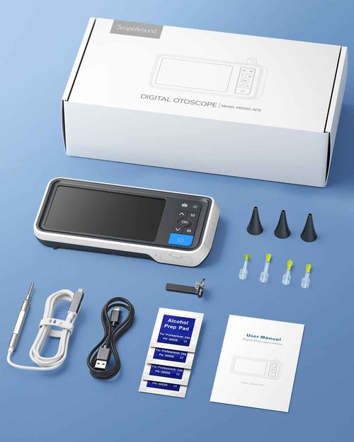 ScopeAround Otoscope Ear Camera with 4.5" IPS Screen, FHD Digital Otoscope with Gyroscope, FSA HSA Eligible Item, 32GB Card Ear Scope Otoscope with Light, Ear Wax Removal Tool Camera, Home Ear Checker