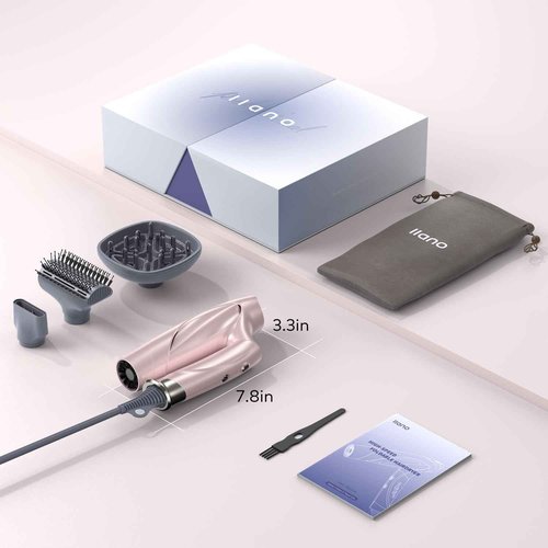 High Speed Ionic Hair Dryer with Diffuser for Curly, Brushless Motor High RPM Fast Drying Professional Salon Blow Dryer with 200million ions, Frizz Free/No Heat Damage/Lightweight/Foldable for Women