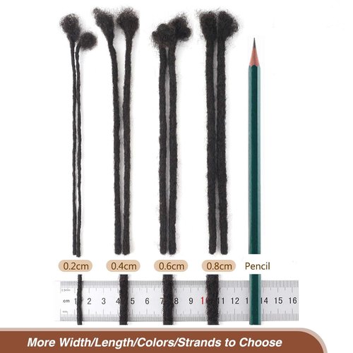 Loc Extensions Human Hair Dreads Extensions for Men Women Dreadlock Extensions Real Human Hair Locs Extension Natural Black Full Handmade Permanent Locs Hair Extensions (0.6cm 1B 8 Inch 60 Strands)