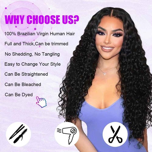 Water Wave Human Hair Bundles 16 18 20 Inch 12A Double Weft Wet and Wavy Bundles Human Hair Raw Bundles Human Hair Quick Weave Hair Bundles Natural Black