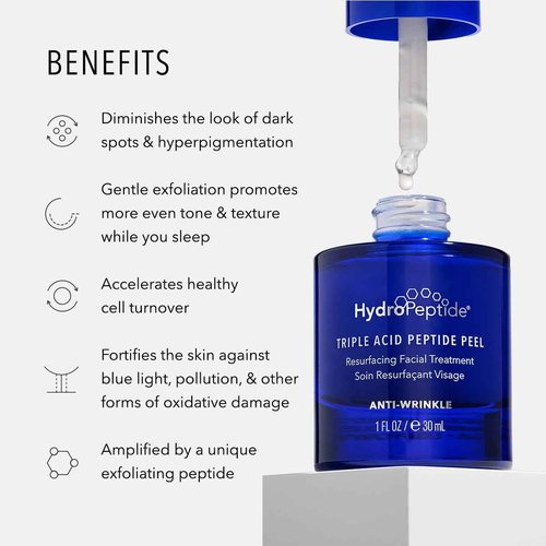 Hydropeptide Triple Acid Peptide Peel Resurfacing Peptide Exfoliation Hydroxy Treatment, 1 Ounce (packaging may vary)