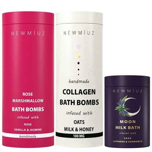 Fizzing Bubble Bath Bombs & Milk Bath Gift Set Pack of 3 - Perfect Selfcare Gift for Birthday Christmas or Stocking Stuffers