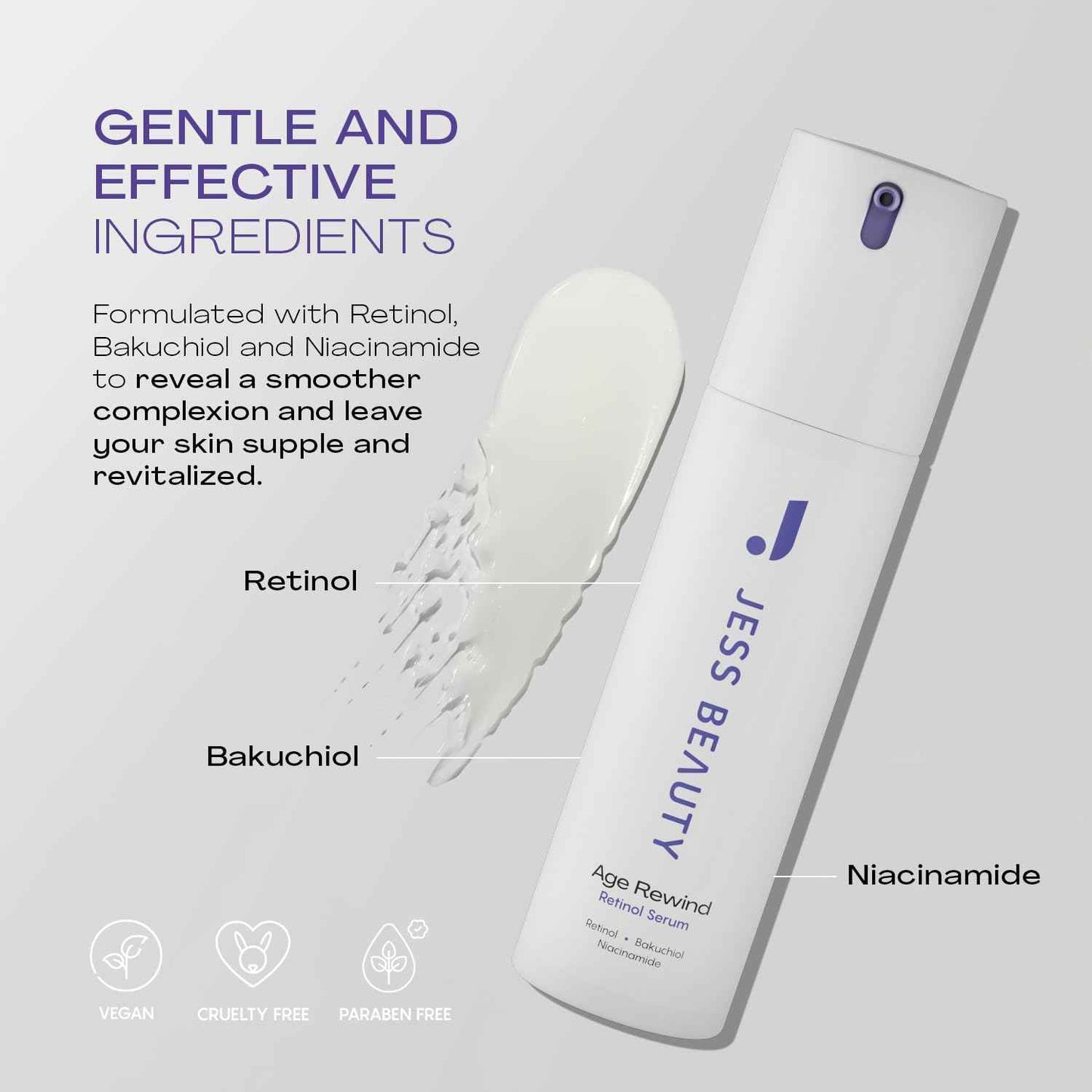 JESS BEAUTY | Skin Care Retinol Cream Centella Asiatica & Hyaluronic Acid | Retinol Night Face Cream Moisturizer 1 fl. oz (Age Rewind)