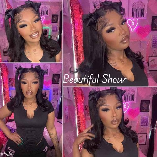 Ali Pearl Hair 180% Density Glueless Styled Short Bob Wig Straight Pre-Styled 13x4 Ready to Go Lace Frontal Wig Put On and Go Human Hair Wigs Pre Bleached Pre cut Pre Plucked 10 Inch