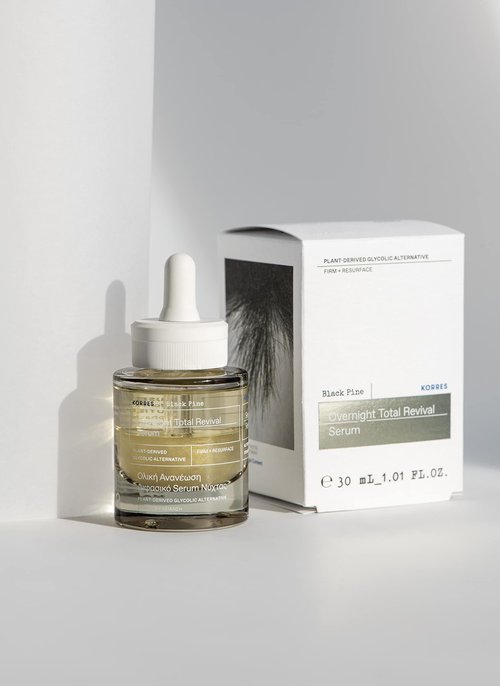 KORRES Black Pine Night Serum for Face, Mature Skin with Plant-Derived Glycolic Acid Alternative, Bi-Phase Treatment to Smooth & Firm Skin, Vegan Facial Serum, 1.01 fl oz, Stocking Stuffer