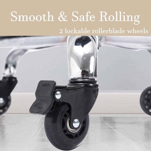 CoVibrant Wide Rolling Stool with Lockable Rubber Wheels & Footrest - Adjustable Swivel Stool Chair for Kitchen, Lab, Office, Salon, Home (Grey, 24''-31'')