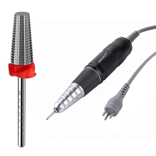 Makartt Nail Drill Handpiece for Up200 Machine Professional Electric File Bundle With 5 in 1 Nail Drill Bits Tungsten Carbide Tapered Drill Bits for Nails Fast Removing Acrylic Nail Hard Gels Cuticle