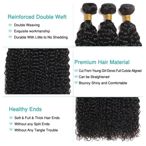Curly Human Hair Bundles Natural Black Color 18 20 22 Inch Unprocessed Brazilian Virgin Hair Kinky Curly Bundles