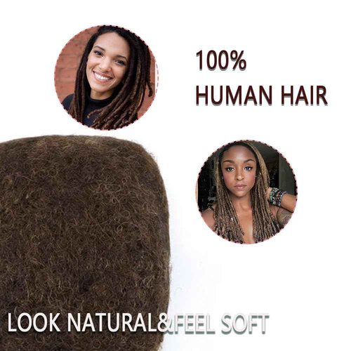 Afro Kinky Bulk Human Hair For Dreadlock Extensions Repair Locs,Twist Braiding, 100% Human Braiding Hair ，30Grams each bundles Total (8Inch #4 6Packs)