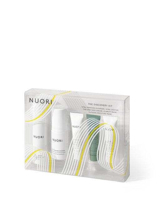 NUORI Discovery Kit | 5 Products, Including Vital Unifier, Vital Foaming Cleanser, Clarity Mask, The One Face Cream & Supreme Moisture Mask, For All Skin Types