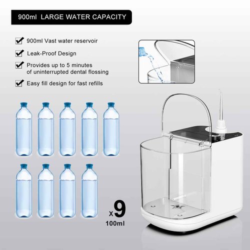 Upgraded Version 900ML Large Capacity Countertop Water Flosser, Aquarius Water Flosser Professional with UV Sanitizer Light, Oral Irrigator for Teeth, Gums, Braces, Dental Care
