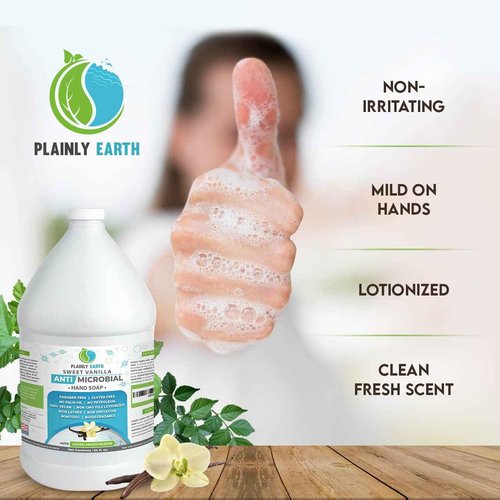 Plainly Earth Antimicrobial Liquid Hand Soap (6 x 64 Oz) - Antibacterial Soap Refill - Hand Soap Refill Bottle - Cruelty Free Moisturizing Soap, Sweet Vanilla