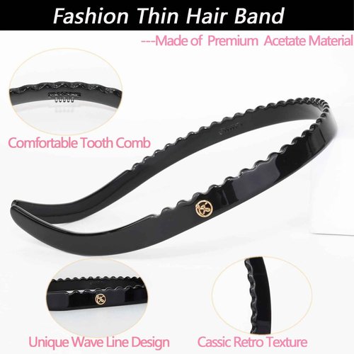 KOVOLITU 3 Pack Eyewear Headbands,No Headache Non Slip Hair Bands Fashion Thin Headbands for Womens Sisters Girls Gifts(Black,Tortoise,Amber)