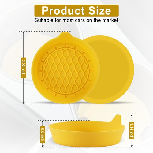 SINGARO Car Cup Holder Coaster, Silicone Cup Holder Insert, Universal Non-Slip Cup Holders, Car Accessories Interior for Women and Man 4 Pack Yellow