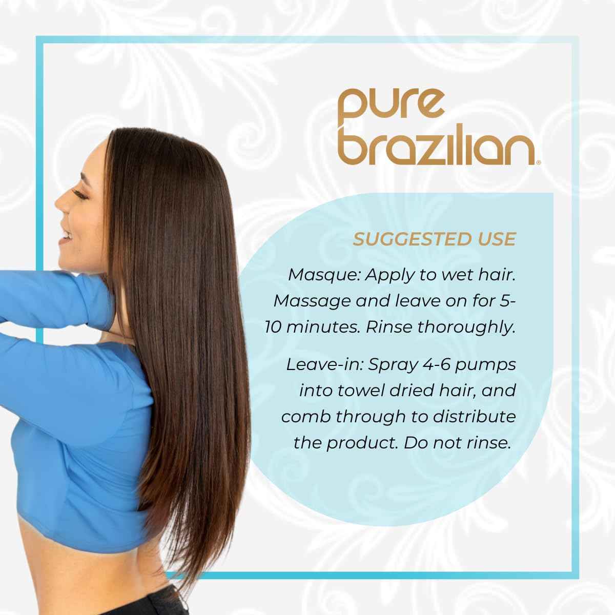 PURE BRAZILIAN Nourishing Hair Treatment Bundle - Deep Conditioning Mask (8oz) & Leave In Conditioner for Restoring Hair Health and Shine (6.78 Oz)
