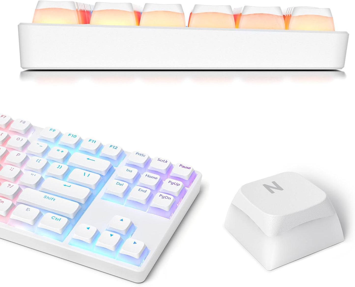 129 Keys PBT Keycaps Dye-Sublimation Keycap XDA Profile Custom Keycaps Anime Keycap Set for 60% 75% 100% MX Switches Mechanical Gaming Keyboard(Peach Cat)