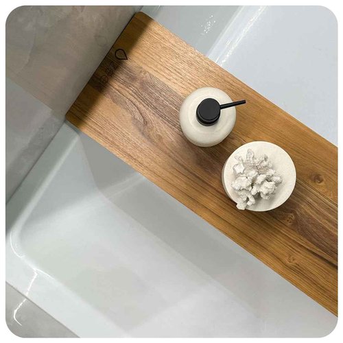Zeek Bathtub Caddy Tray Solid Natural Wood Bath Board Charcuterie Serving Platter Housewarming Gift