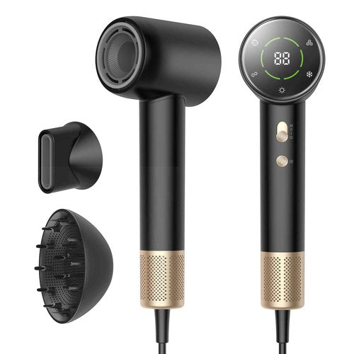 Supersonic Hair Dryer with Diffuser，secadora de Pelo para Mujer，150000 RPM Professional High-Speed Drying Professional Blow Dryer for Women，Low Noise for Home hot (Black glod)