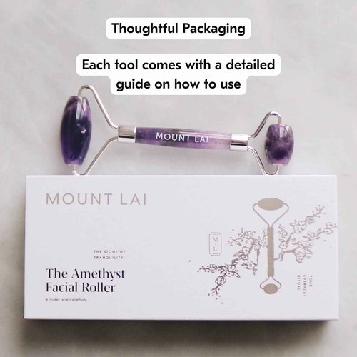 Mount Lai De-Puffing Amethyst Face Roller – The Stone of Tranquility, Facial Massager to Soothe, Calm & De-Puff Sensitive Skin, A Self-Care Ritual for Radiance
