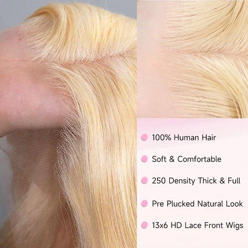 Kassamo 613 13x6 Lace Front Wig Human Hair 250 Density 12A Blonde Wig Human Hair 613 HD Lace Frontal Wigs Pre Plucked Body Wave Glueless Wigs For Black Women 20 Inch