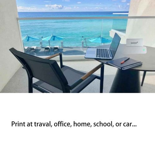 IOOIOO D210 Portable Printer, Wireless Inkless Bluetooth Thermal Printer for Tattoo Stencil Transfer Paper, for 8.5 x 11 Letter, A4 Rolled & Folded Thermal Paper (White, Without Carrying Case)