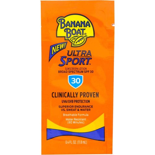 Banana Boat Ultra Sport Sunscreen Lotion Packets, Broad Spectrum SPF 30, Water & Sweat Resistant, 0.4 fl oz (Pack of 200)