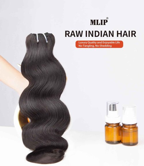 MLIP Raw Bundles Human Hair Body Wave, No Tangle Shedding, Keep Texture Silky Soft After Multiple Washes, 15A Raw Indian Hair Bundles 18 Inches, Triple Lifespan 3X