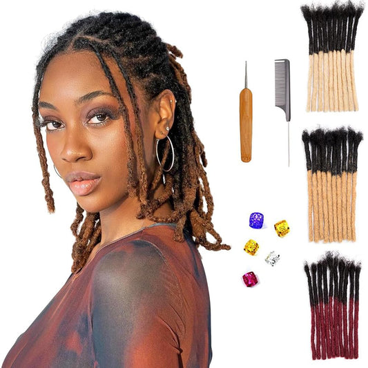 0.6 cm Thickness 14 Inch #T1B/30 30 Strands 100% Real Human Hair Dreadlock Extensions for Men and Women. Handmade for Full Head, Can Be Dyed and Bleached. Dreadlocks Bulk Permanent Locs