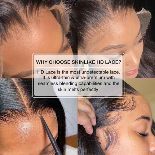 SKINLIKE Real HD Lace Frontal Human Hair Pre Plucked Natural Hairline Invisible Closure Ultra Thin Swiss Lace Bleach Knots With Baby Hair (5x5 Straight, 16 Inch)