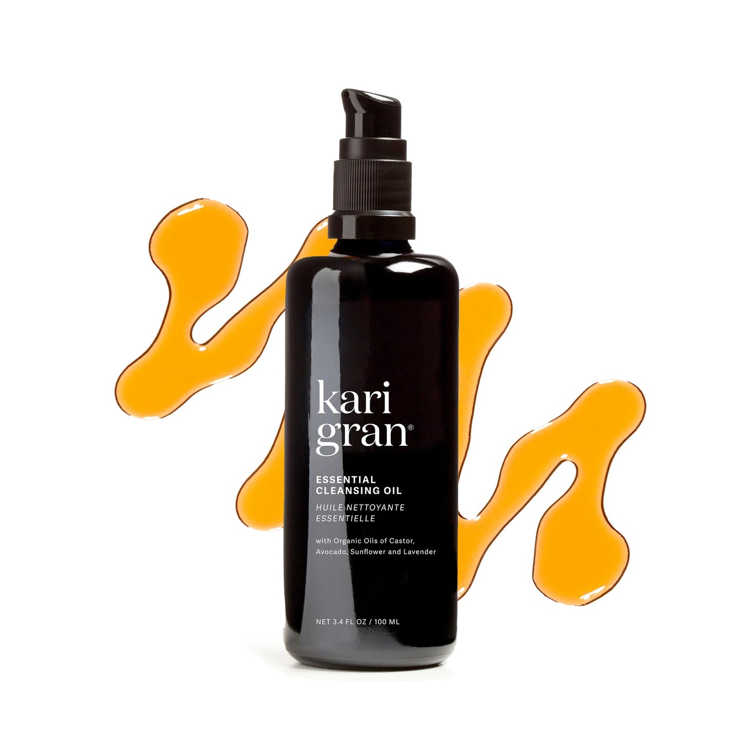 Kari Gran Essential Cleansing Oil | Organic Face Cleanser for All Skin Types | Gently Removes Makeup, Sunscreen & Impurities | Hydrates & Exfoliates | Cruelty-Free (3.4 fl oz)