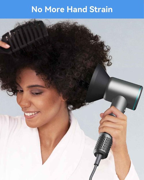 Yinole Hair Dryer Ionic Blow Dryer with Diffuser for Curly Hair, 1500W High-Speed Brushless Corded with 150,000 RPM, Fast Drying Low Noise Thermo-Control Hairdryer with Nozzle for Home Travel