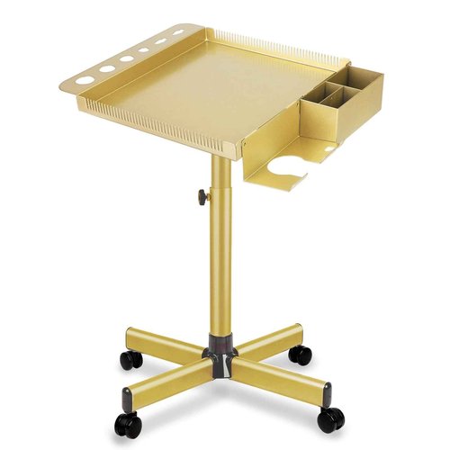 Salon Señor Multi-Function Salon Tray,Extension Hair Cart,Hairstylist Rolling Cart with Storage Platform and Hair Separator Stand,Gold