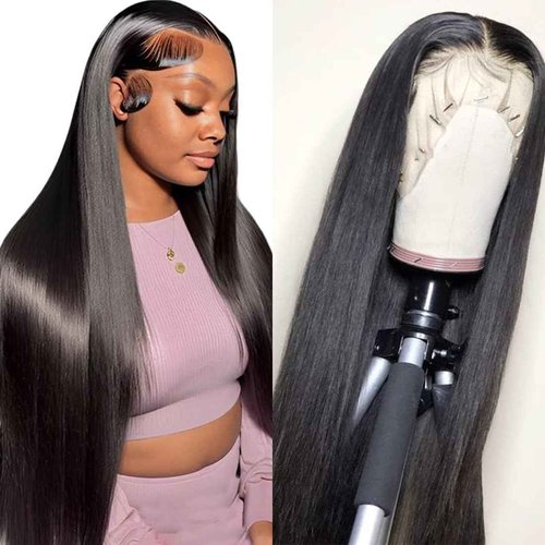 Oiosir 22 Inch Lace Front Wigs Human Hair 200 Density 13x6 HD Lace Front Wigs Human Hair Pre Plucked Glueless Wigs Human Hair for Women Straight Lace Frontal Wigs Natural Color (Natual Black, 22)