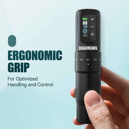 Dragonhawk Beginner Tattoo Kit Atom2 Pro Cordless Tattoo Gun Machine Pen Complete Tattoo Kit 7 Strokes 2.4-4.2mm