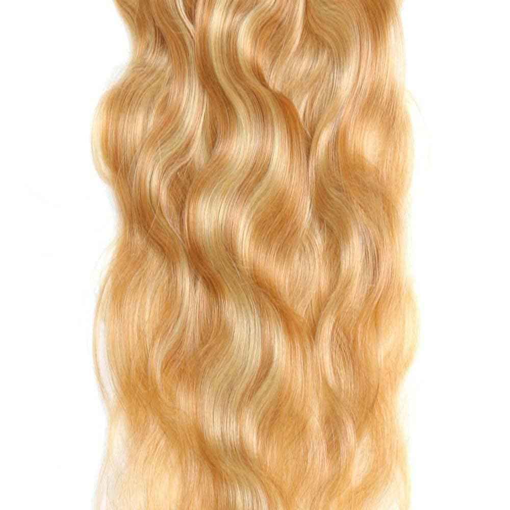 Giginger Bundles Human Hair P27/613 Blonde Deep Wave Human Hair Bundles 24 26 28 Inch Highlight Honey Blonde Unprocessed Quick Weave Soft Sewn In Hair Extensions for Black Women