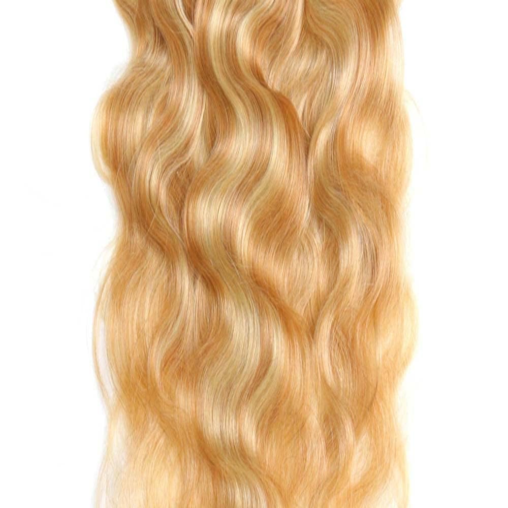 Giginger Bundles Human Hair P27/613 Blonde Deep Wave Human Hair Bundles 20 22 24 Inch Highlight Honey Blonde Unprocessed Quick Weave Soft Sewn In Hair Extensions for Black Women