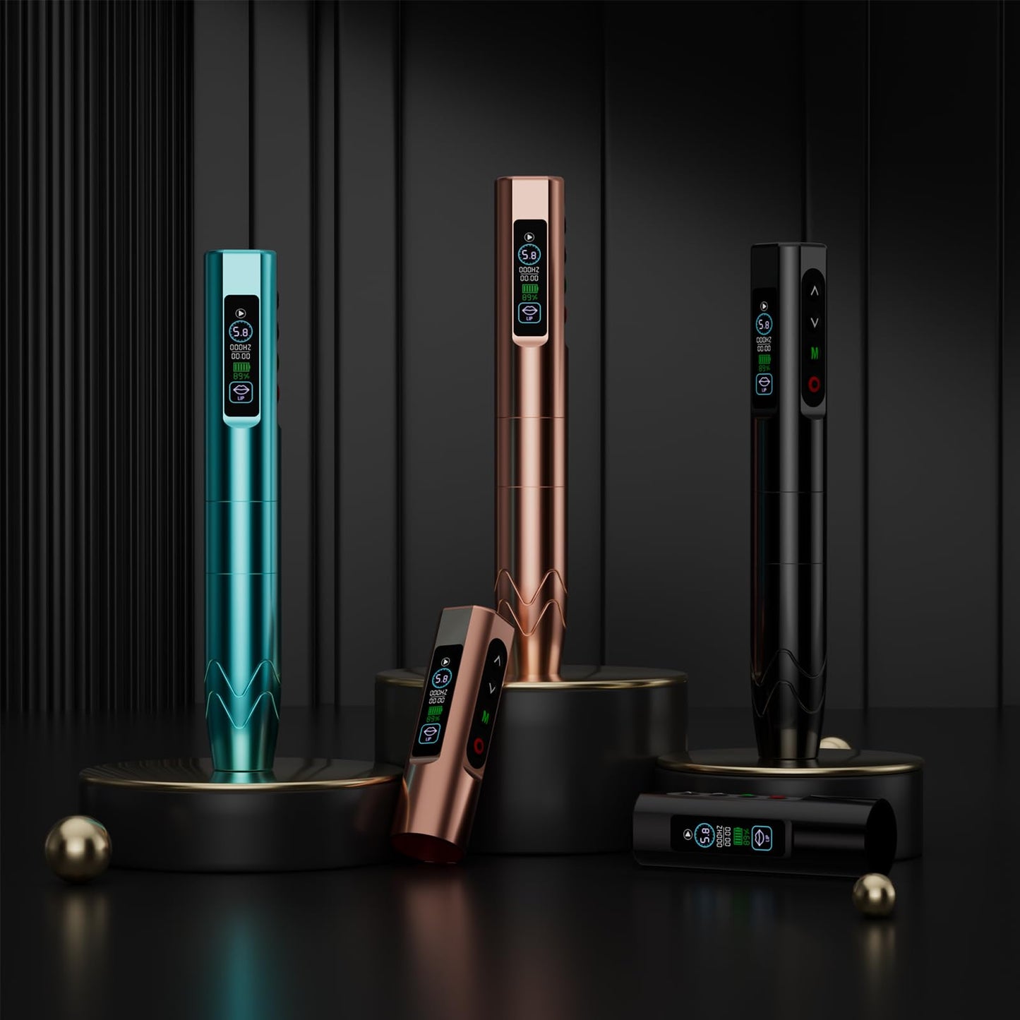 Professional Microblading Tattoo Gun Kit, Wireless Eyebrow Tattoo Pen Machine Kits, Complete Microblading Supplies with 2Pcs 500 mAh Battery, 20Pcs Cartridge Needles for Artists (Black)