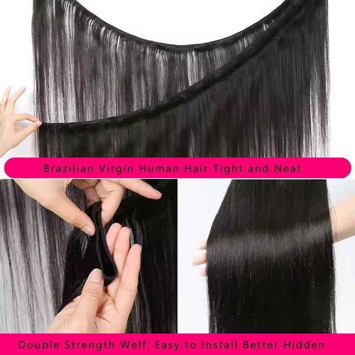 12A Human Hair Bundles Straight 100% Unprocessed Brazilian Virgin Hair Weave 3 Bundles Silky Black Hair for Black Women 20 22 24 Inch