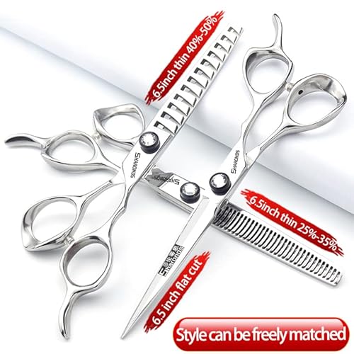 Japan 440 Steel Scissors Professional Hairdressing Scissors for Barber Thinning Hair Shears 5.5/6/6.5 Inch (6.5 Inch-3 Pieces)