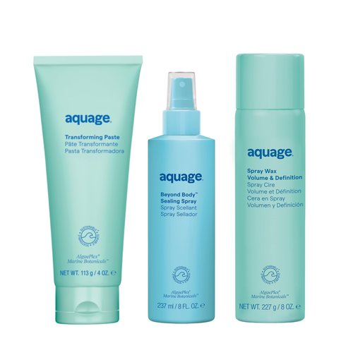 AQUAGE Volume & Texture Limited Edition Styling Kit, Transforming Paste, Beyond Body Sealing Spray, and Volume & Definition Spray Wax, 20 fl. oz.