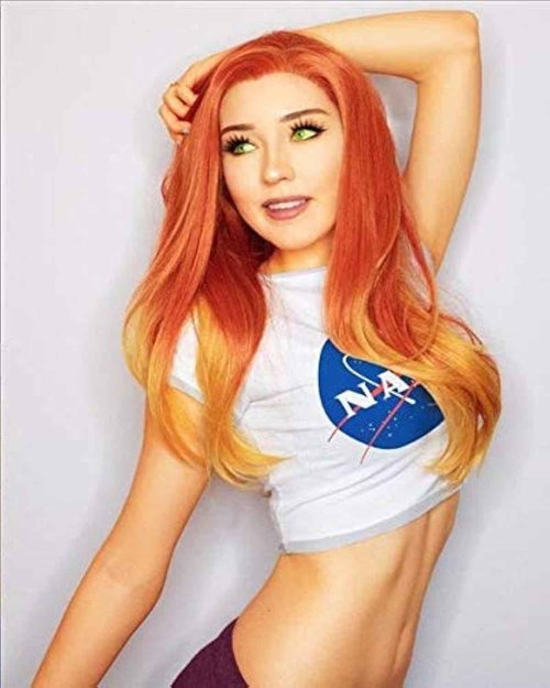 Orange Wig Ombre Lace Front Wigs Red Orange Long Silky Straight Free Part Handmade Pre Plucked Hairline Synthetic Heat Resistant Fiber Hair Wigs for Women Cosplay Daily 24 Inch