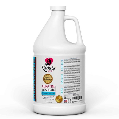 Kachita Spell New Brazilian Keratin Hair Treatment Chocolate LONG Lasting Keratin Treatment with Argan Oil Straightening Smoothing Professional Results All Hair Types Made in USA 128 floz - 1 Gal