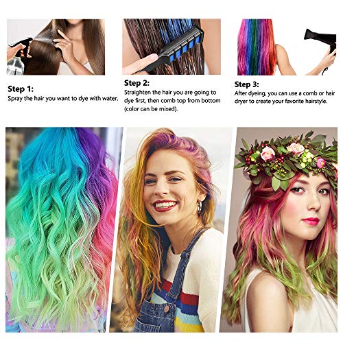 EBANKU Temporary Hair Chalk Comb, 6 Color Washable Hair Chalk Set for Girls Kids Gifts on Cosplay DIY Halloween Christmas Birthday Party Children's Day