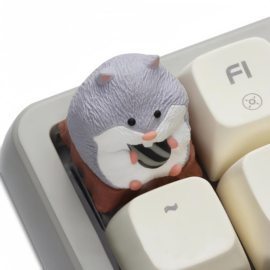 ZMX Cute ESC Keycaps,Artisan Resin Keycap Kawaii Cartoon Custom Keycaps for MX Switches Mechanical Gaming Keyboard Cherry Profile R4 Height Key Personalized 3D Animal Single Keycaps (Gray)